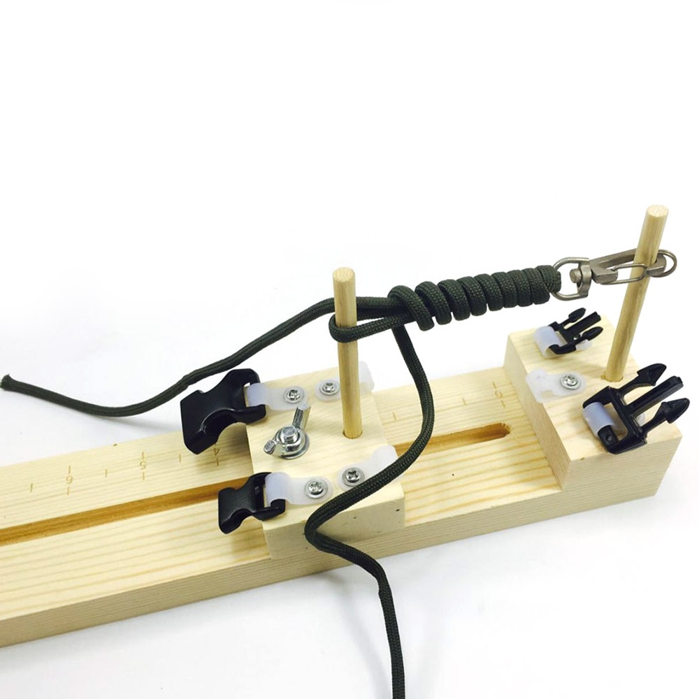 Diy jig massivt træ paracord armbånd maker strikkeværktøj knude flettet faldskærm ledning vævning værktøj armbånd fletning enhed