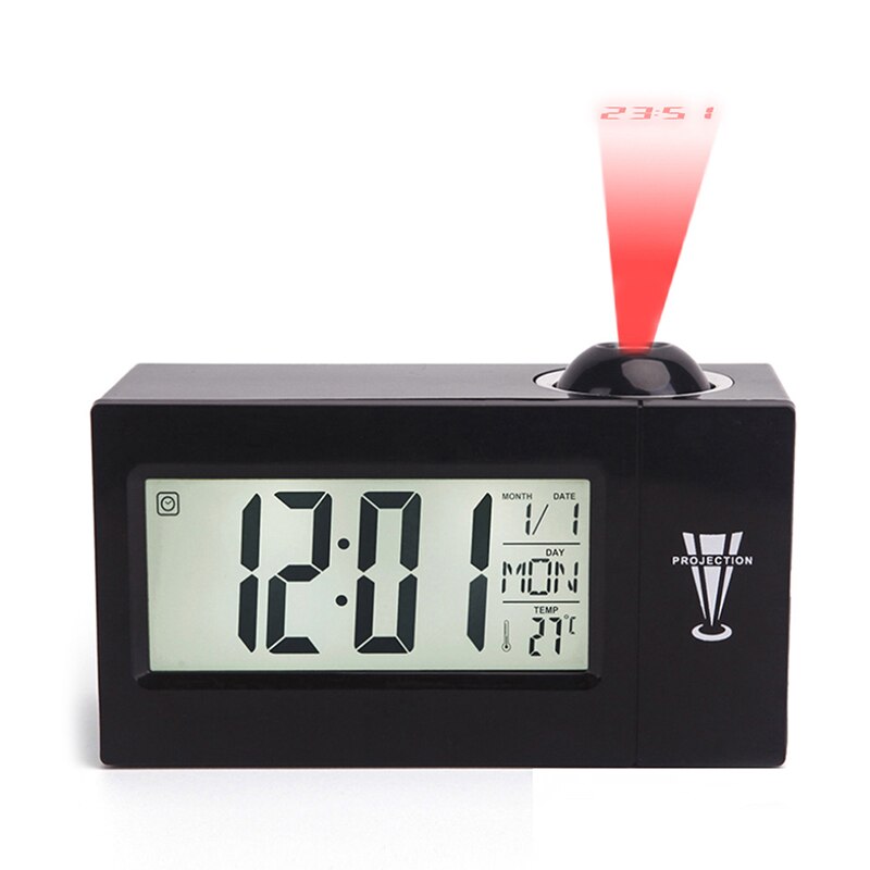 Digital projektion väckarklocka takklocka lcd-skärm snooze skrivbord bord klocka temperatur termometer heminredning tid projektor#: A2