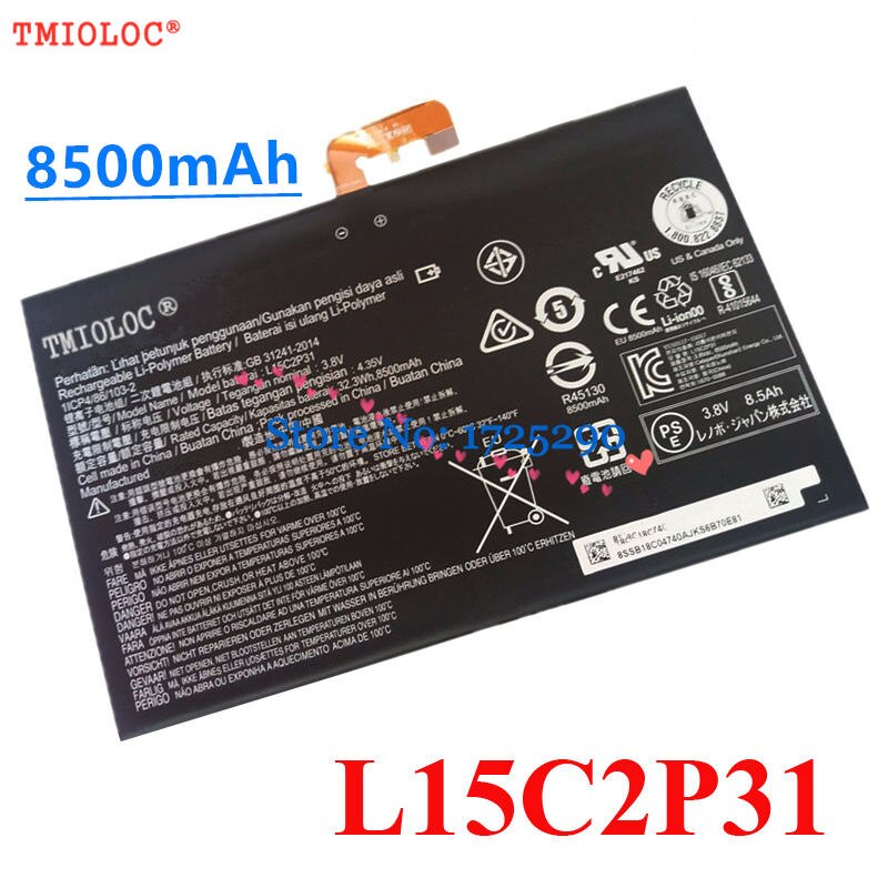 L15C2P31 8500 Mah Batterij Voor Lenovo Yoga Boek YB1-X91F X91L X91X YB1-X90F Serie Batterij