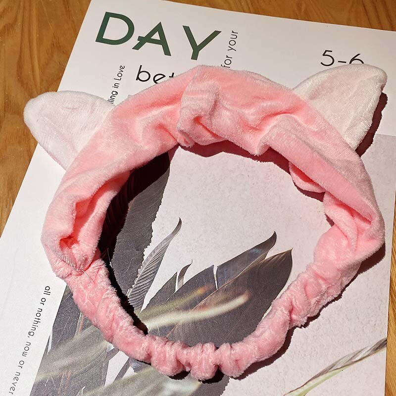 Voor Vrouwen Meisjes Hoofdbanden Omg Brief Coral Fleece Wassen Gezicht Boog Haarbanden Hoofddeksels Haarbanden Tulband Haar Accessoires: Cat ears pink