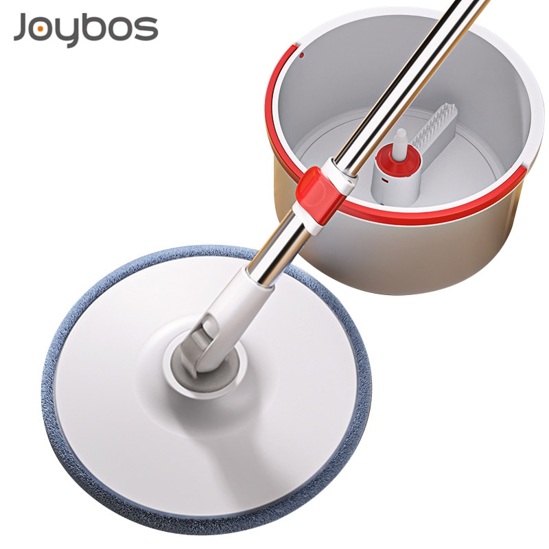JOYBOS Cleaning Free Floor Mop Household Round Spin Mop for Wash Floor,Wet and Dry Flat Mopping Mop with 2 Cloth