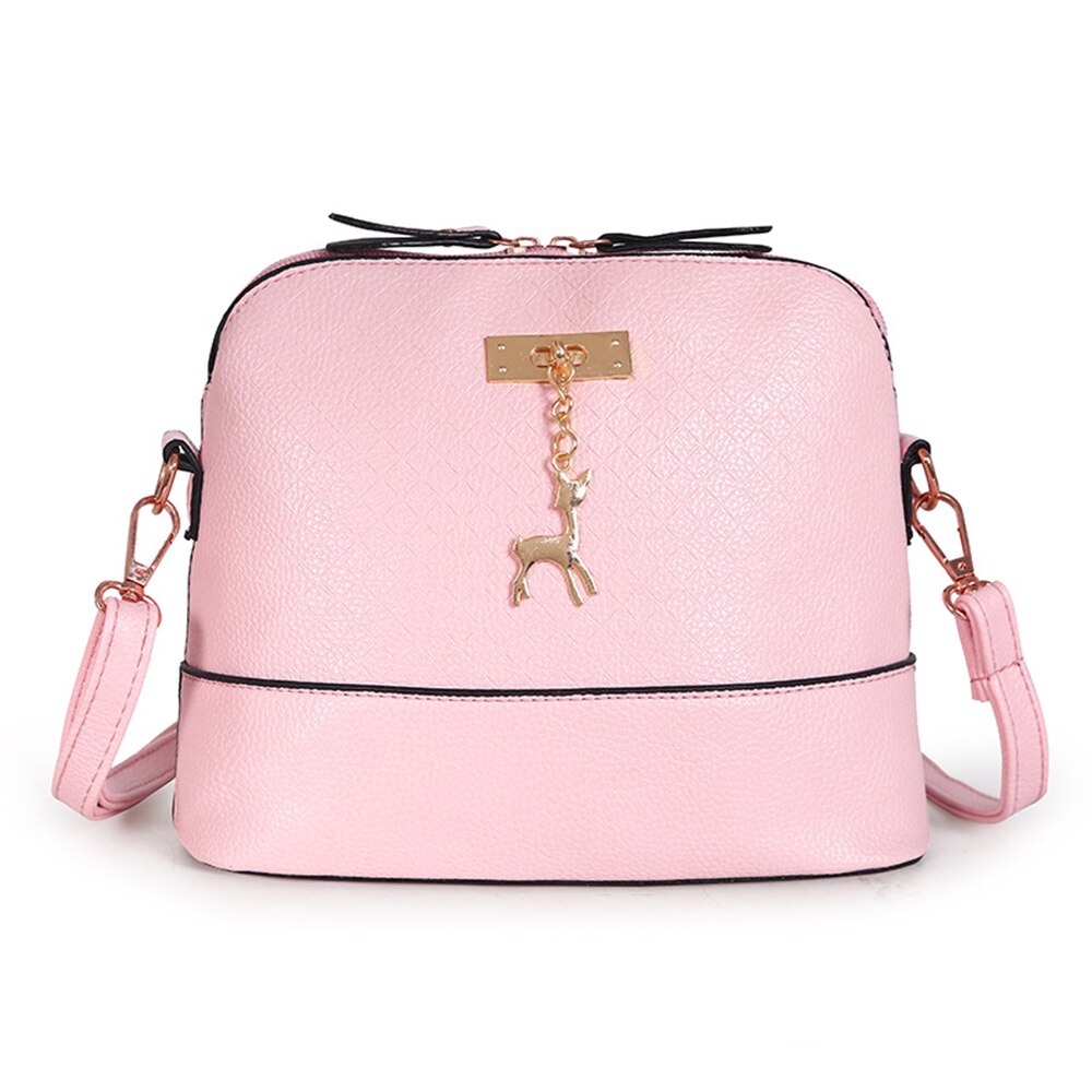 Pu Leer Vrouwen Schoudertassen Vrouwelijke Purse Herten Hanger Handtassen Meisje Mini Crossbody Tassen Vintage Kleine Mini Flap Bolsos: pink