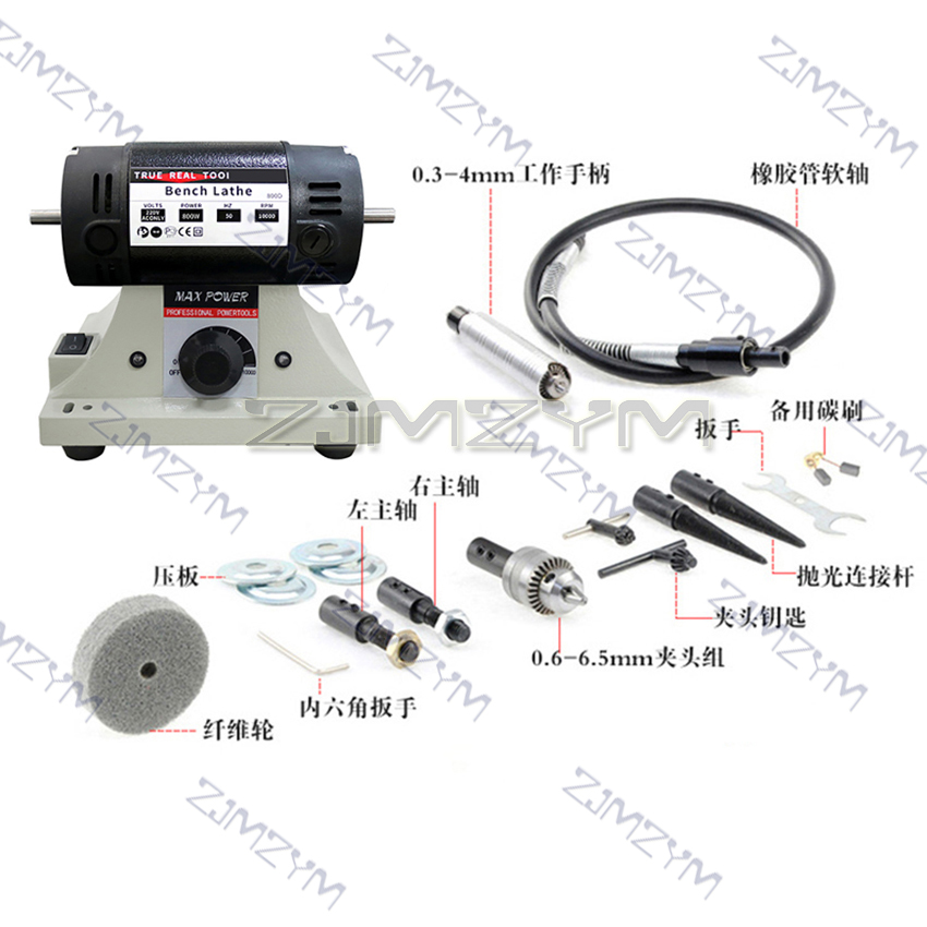 800 W Hochleistungs-Tischschleifer, elektrische Holzbearbeitung, Jade-Schnitzen, Poliermaschine, Schleifmaschine, 0,3–4 mm, flexibler Wellengriff