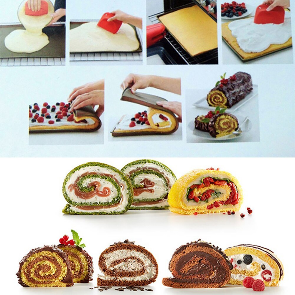 Flexible Soft Silicone Swiss Roll Mold Pastry Cake Cookie Baking Sheet Pad