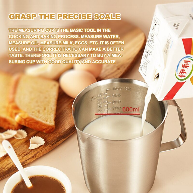 200/500/1000ml Edelstahl Messbecher Becher Mischen Harz Werkzeuge Präzision Absolvierte Küche Krug Gießen Auslauf backen Kochen