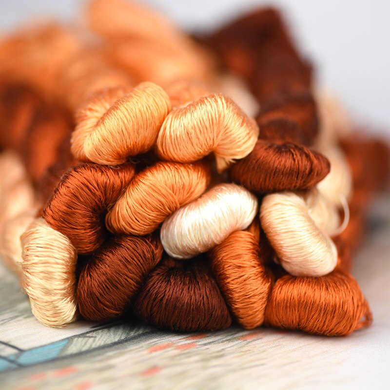silk embroidery thread / 100% silk thread /hand embroidery embroider cross stitch/Reddish brown/12 gradient colors