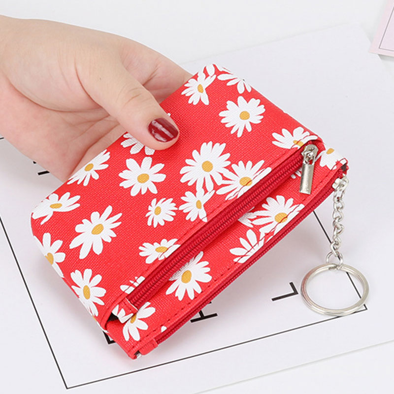 Style Small Daisy Coin Purse Women Temperament Zipper Coin Purse Korean Style Literary Style Portable Durable MiniPouch