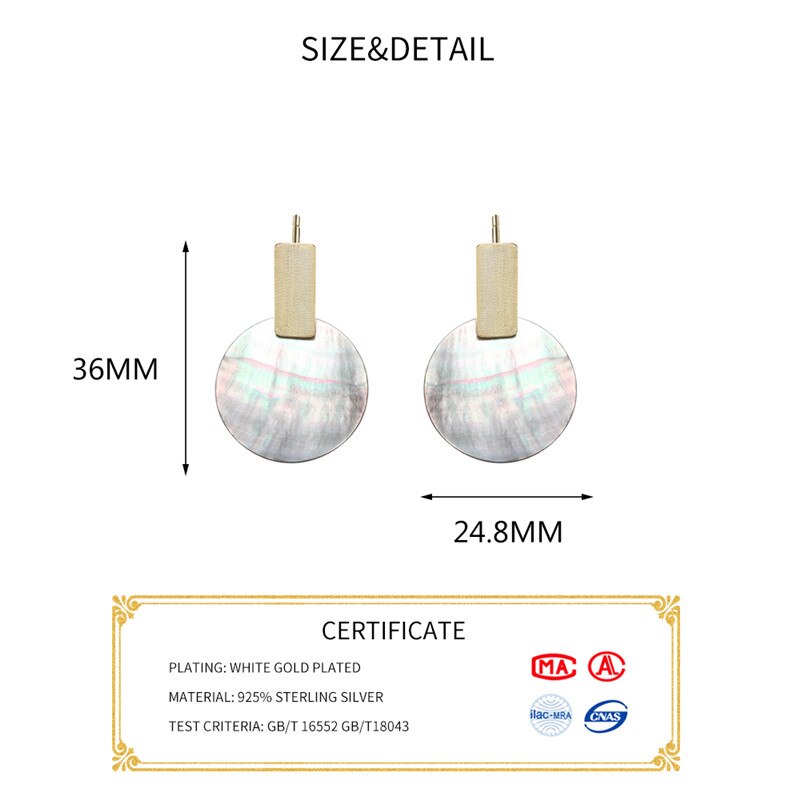 INZATT Real 925 Sterling Silver Natural shell Earrings For Women Party Trendy Fine Jewelry Punk Accessories