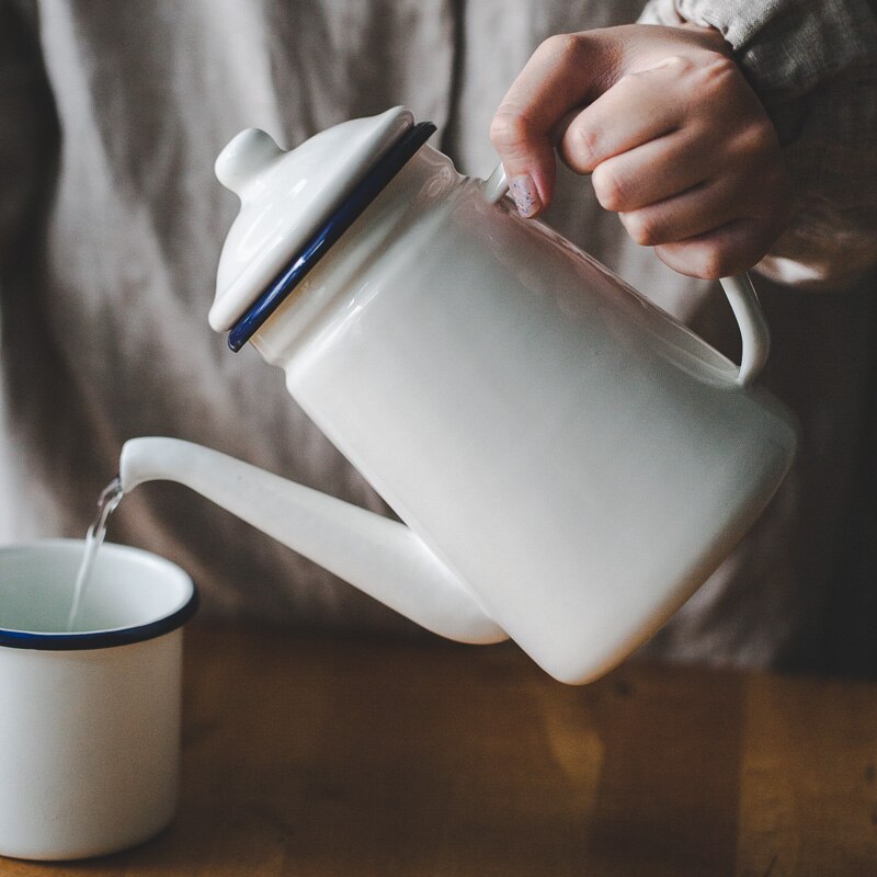 Tetera de esmalte Vintage cafetera tetera olla de aceite