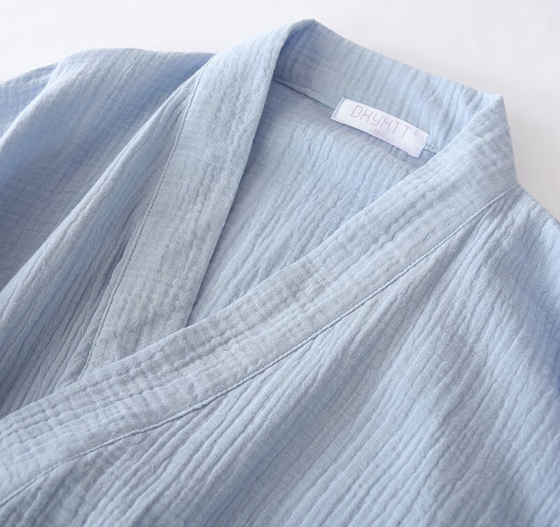 Koselig sommer ren bomull kimono badekåper menn crepe 100%  bomull uformelt mannlige badekåper lange ermer spa japanske badekåper til menn