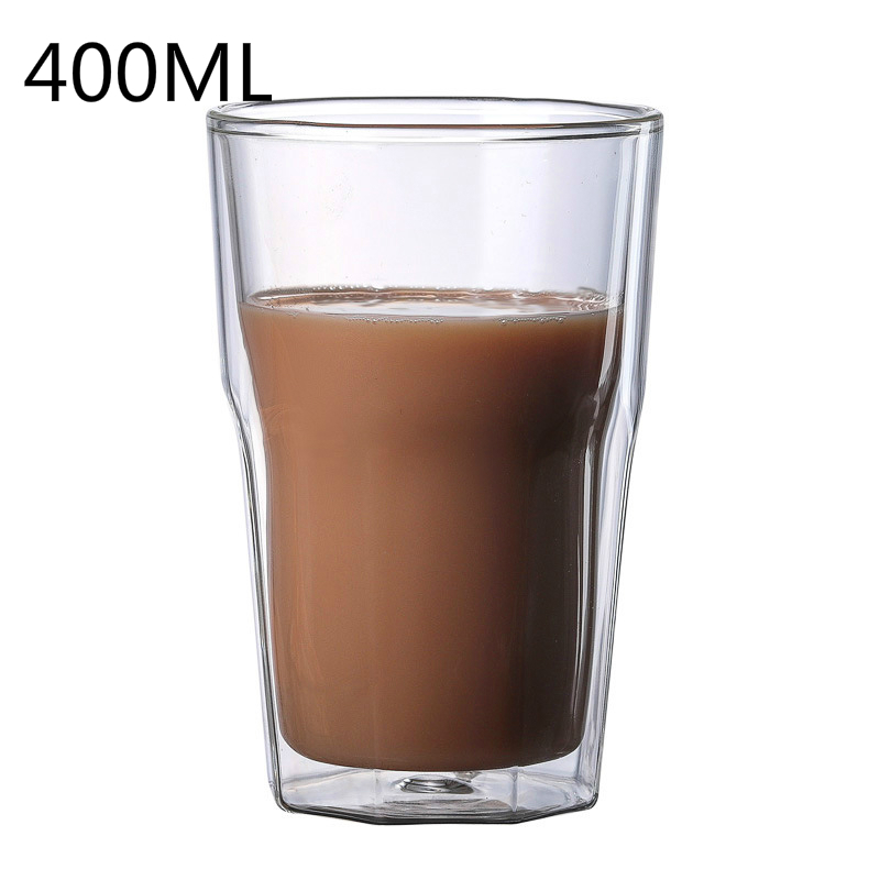 Originalitet varmebestandig dobbeltvegg varmeisolasjon gjennomsiktig åttekantet kopp originalitet melk øl glass vaso kaffekrus: B