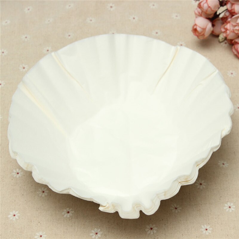 50pcs/Set White Coffee Filters Single Serving Paper for Coffee Machine 24CM White Filter Paper Cake Cup Coffee Filter Paper Bowl