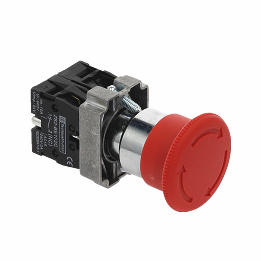22mm XB2-545 Emergency stop button switch NO+NC 10A/415V red mushroom head emergency stop button switch