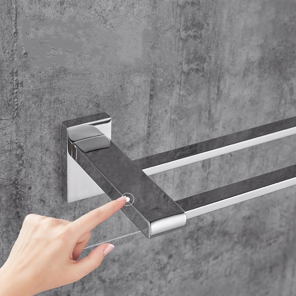 Soporte fijo de acero inoxidable para toallas de baño, barra de toallas de baño, estante de pared, colgador de toallas de un solo gancho, toalleros dobles
