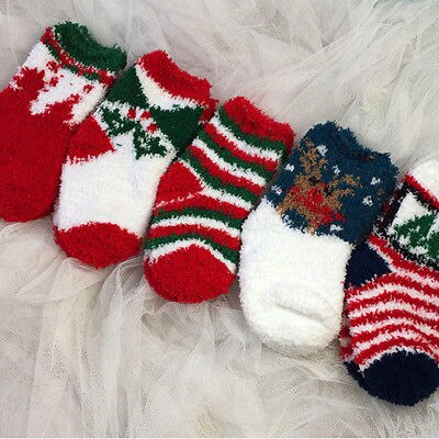 Christmas Babys Kids Girls Boys Childrens Cotton Socks Kids Warm Ankle Fuzzy Socks 1-6