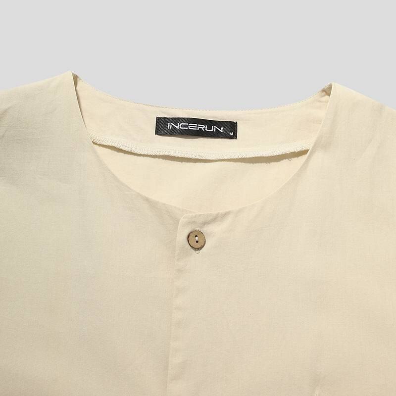 Summer Men Robes Solid Color Short Sleeve Button Up Comfortable Cotton Homewear Bathrobes Leisure Mens Nightgown S-5XL INCERUN