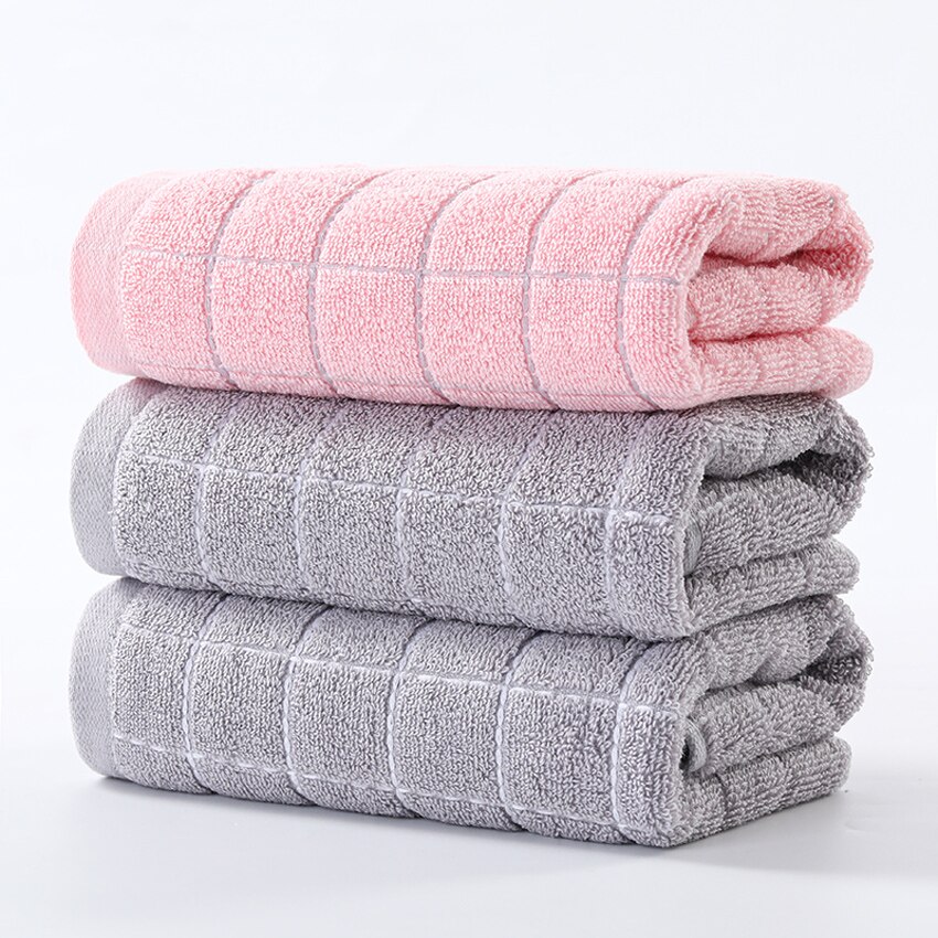 Juego de toallas faciales a cuadros para adultos y niños, 100% algodón, suave, pelo grueso, para manos, hogar, Hotel, Spa, toalla de cara, servilleta, 3 piezas: 1 pink-2 gray