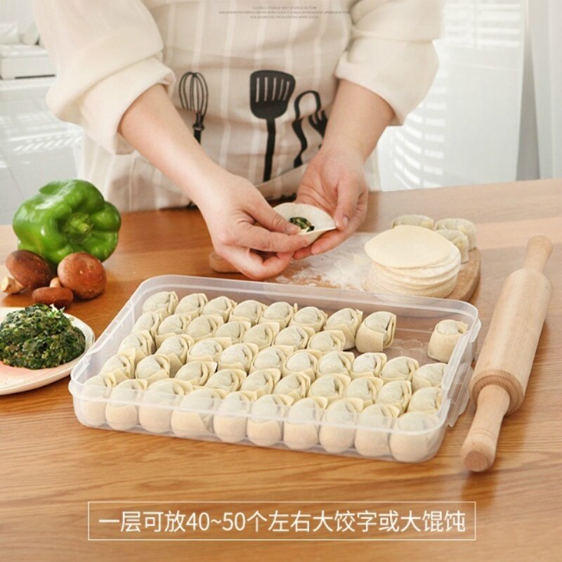 Dumpling Boxes Storage Tray Food Container Box for Keep Fresh Refrigerator Frozen Dumplings Storage Plastic Boxes