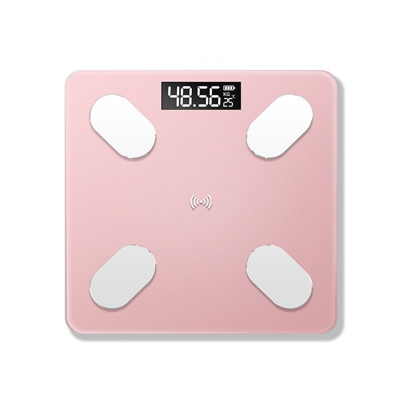 26*26cm lichaamsvetweegschalen slimme bmi-weegschaal led digitale badkamer draadloze weegschaal lichaamsgewicht bluetooth-weegschaal android ios-app: Roségoud
