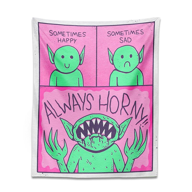 Alien Tapestry kawaii Room Cartoon pink happy hippie Wall Hanging Tapestries background for Living Room Home Dorm Decor Paint