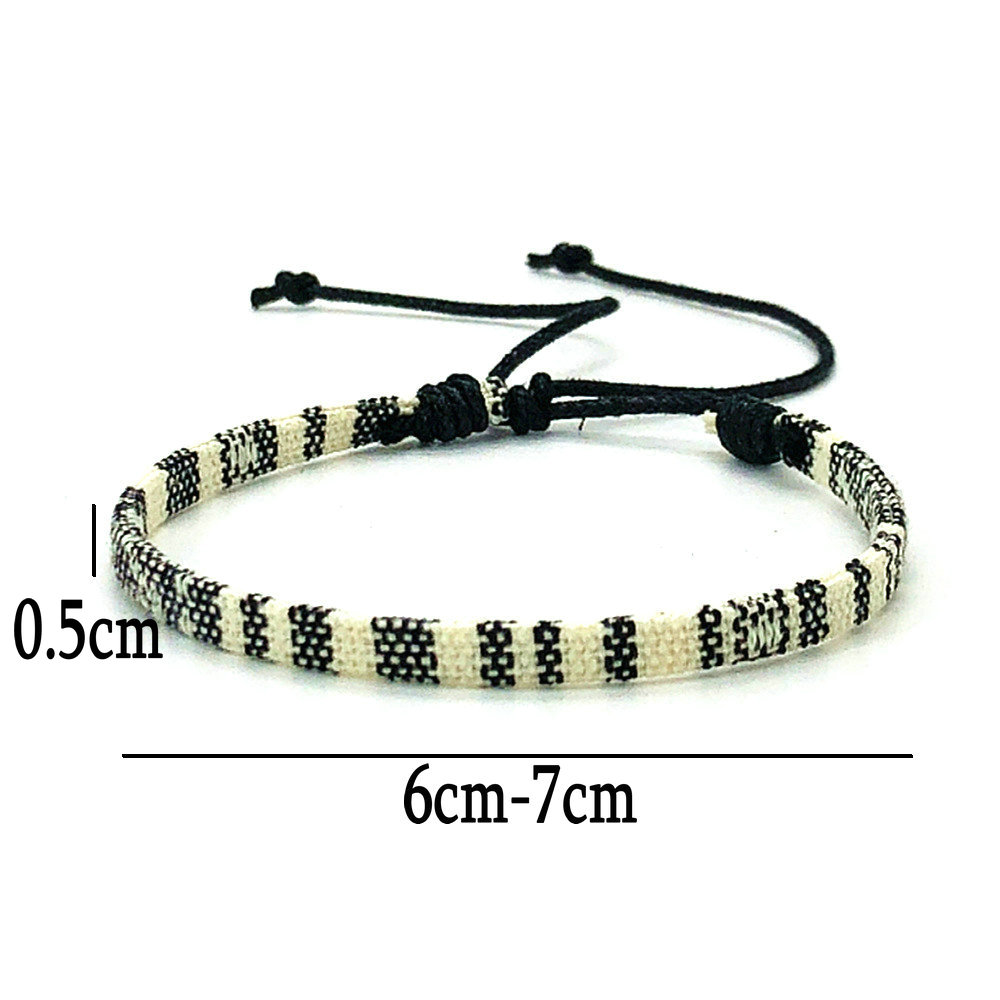 Nueva pulsera de amistad de tela tejida Bohemia Vintage europea para mujer, pulsera trenzada étnica de Nepal, de joyería para hombres y mujeres: Marrón rojizo