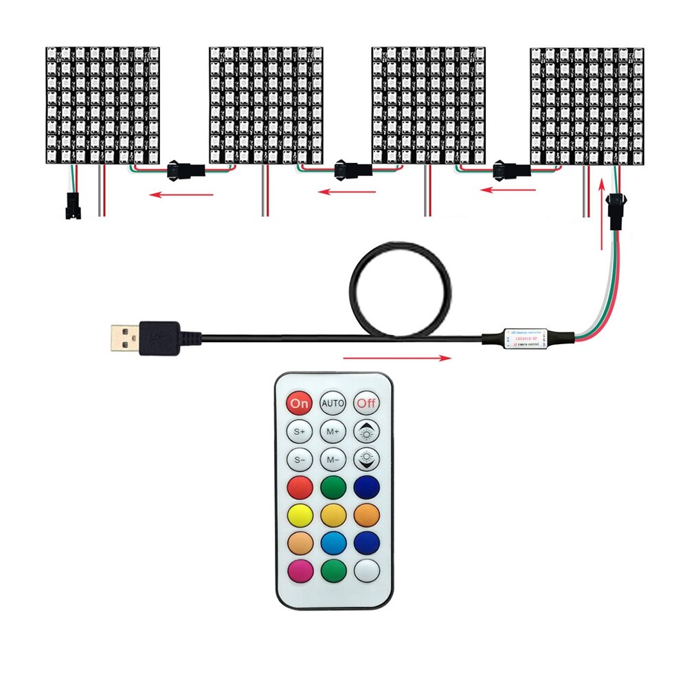 WS2812b 8x32 16x16 8x8 WS2812 Led Pixel Module 21 Keys USB Small Screen Kit Individually Addressable Lamp Beads