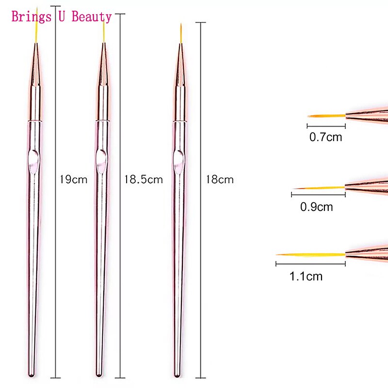3pcs Nail Art Drawing Striping Liner Pen Brush DIY Painting Flower Drawing Lines Set Manicure Nails Home Use