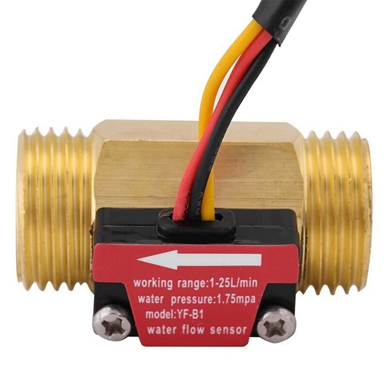 1 Piece Of Yf-B1 Turbine Water Flow Sensor G1 / 2 Inch Electromagnetic Brass In-Line Hall Switch Male Thread 1-25 L/Min