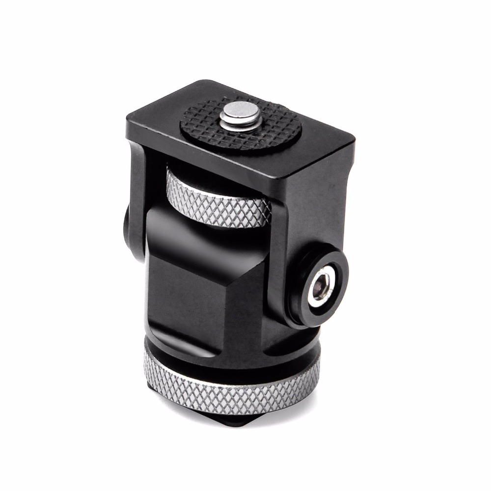Tripod Head Monitor Holder Mount on Camera Pan 360 Degree Tilt 180 Degree with Cold Shoe Mount and 1/4'' Mount Tripod Head