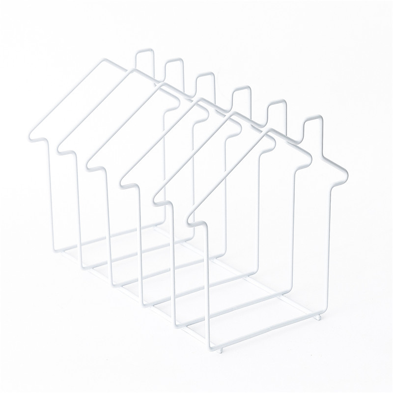 Trieur de fichiers en forme de maison en or Rose, support organiseur de bureau en métal à 5 fentes pour dossiers de documents, lettres et livres: White