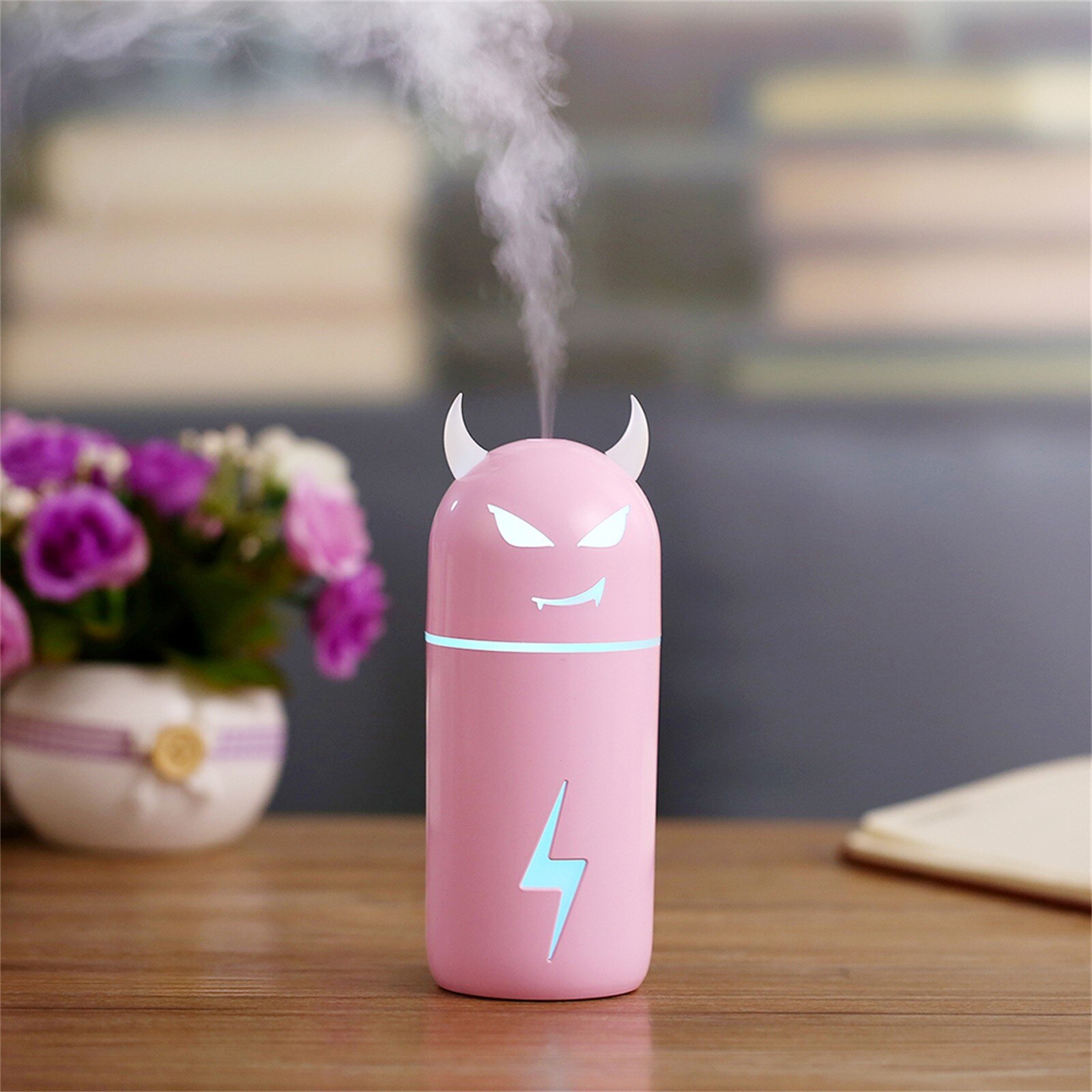 Humidificadores difusores Usb MINI, 300ML, generador de niebla de luz ultrasónica romántica, purificador de aromaterapia para el hogar y el coche, Copa deslumbrante, n. ° 4: Pink 