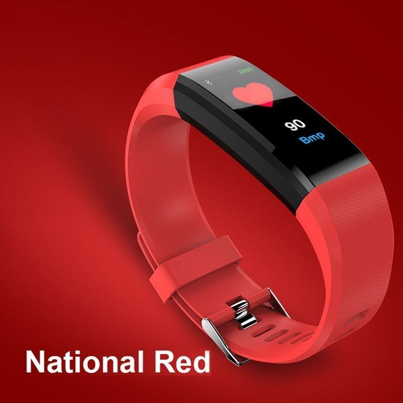 Armband Sport Bluetooth Polsbandje Hartslagmeter Horloge Activiteit Fitness Tracker Smart Polsband Fitness Band: Rood