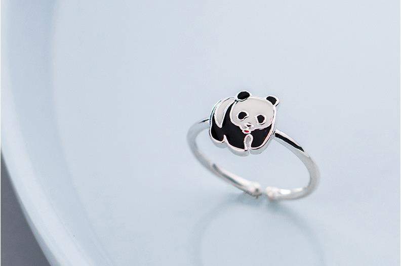 Bohemian Zilver Kleur Panda Ringen Voor Vrouwen Meisjes Grote Vinger Ring Bruids Sieraden Joyas De Plata