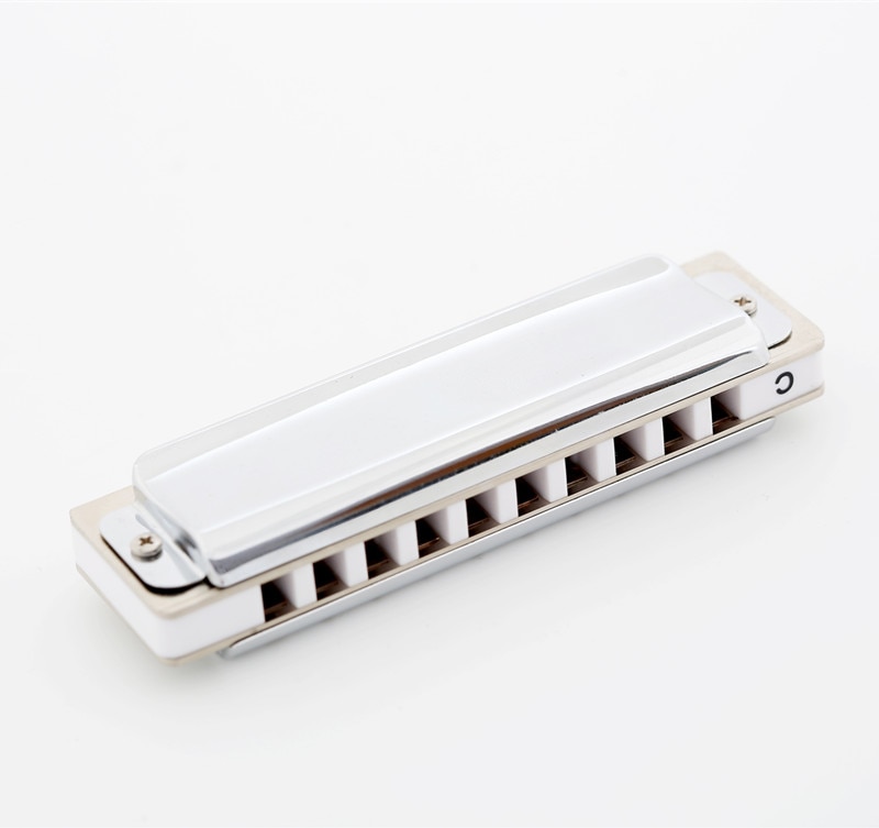 East top 10 hole blues harp diatonic harmonica, key of C. silver color cover,for player,performance