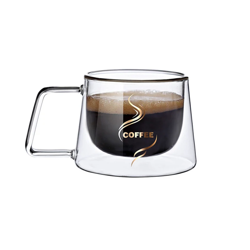 200ml szklany kubek robić kawy z podwójnymi ściankami francuski kreatywny kubek żaroodporny kubek robić Espresso kubek termoizolacyjny zestaw naczyń robić picia herbaty i wody: zielony