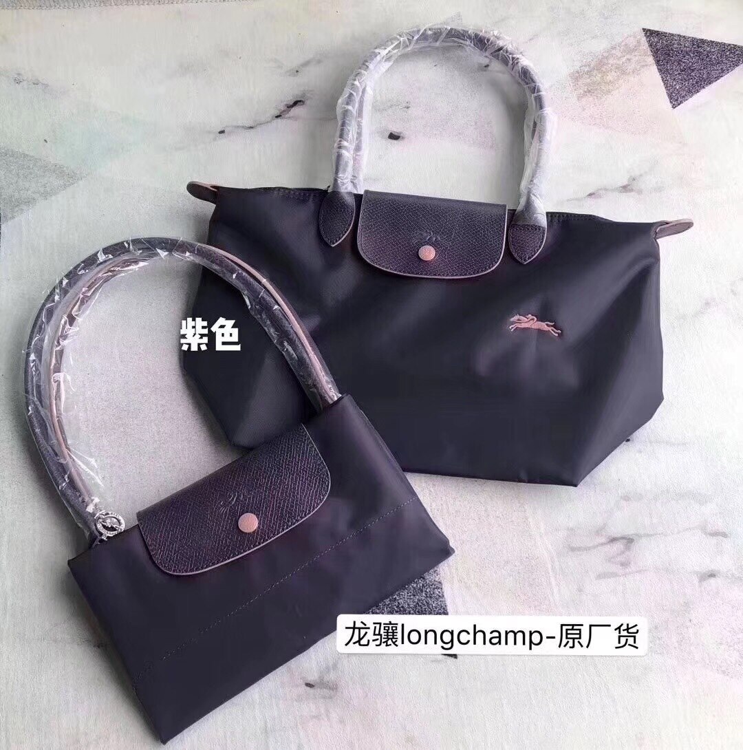 Short Handle Small 70th Anniversary Embroidered Horse Girl Dumpling Bag Mini Handbag Nylon Canvas Bag: Deep purple