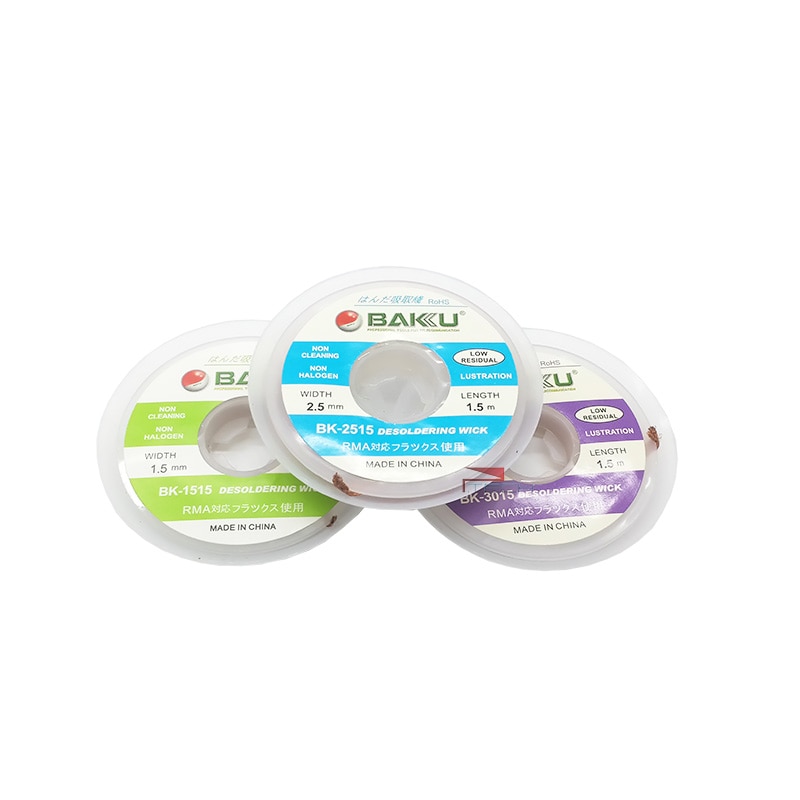 BAKU Solder Wick Remover Desoldering Braid Flux Roll 1.5mm 2.5mm 3mm for BGA Soldering