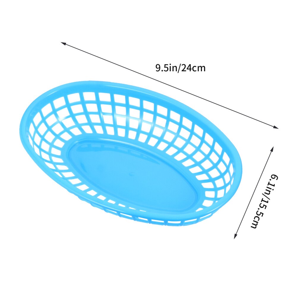 6pcs Plastic Fries Burger Basket Fast Food Basket Boat Shaped Bowl