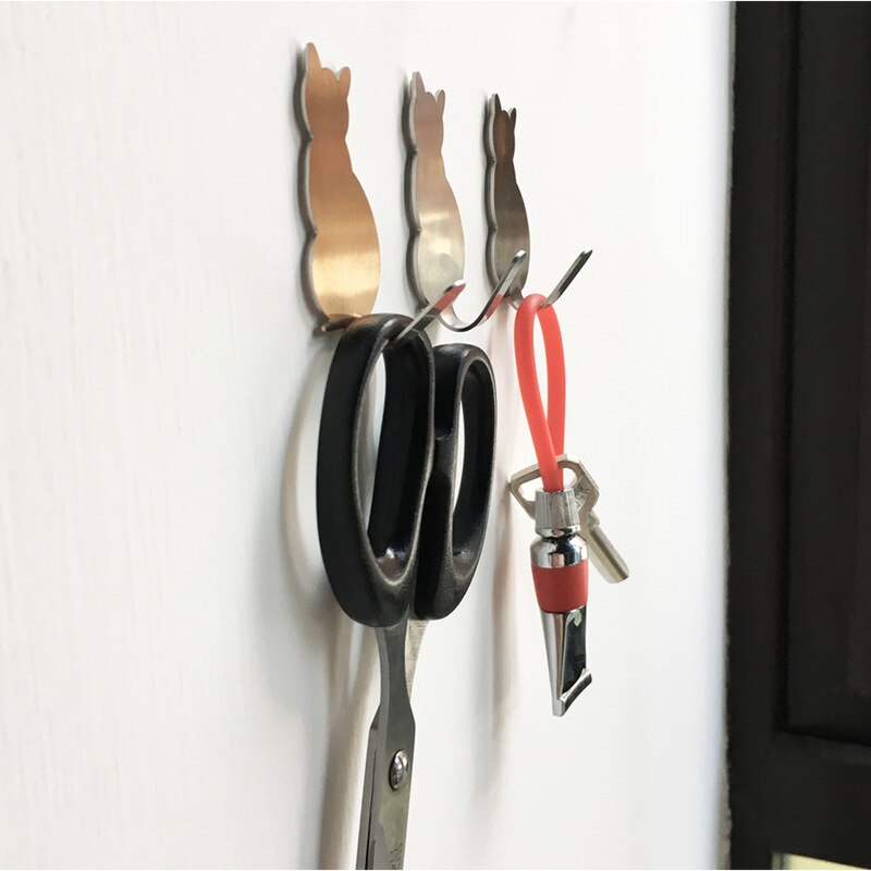Kat Vorm Opslag Houder 2 Stks/set Zelfklevende Haken Voor Badkamer Keuken Hanger Stick Op Wall Opknoping Deur Kleding Handdoek rekken