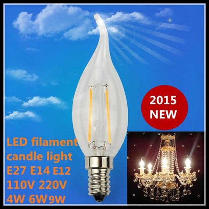 1x edison hehkulanka led kynttilälamppu 4w 6w 9w e14 e12 e27 ac110v 220v led polttimo valo korkea kirkas led lamppu led  e14 e12