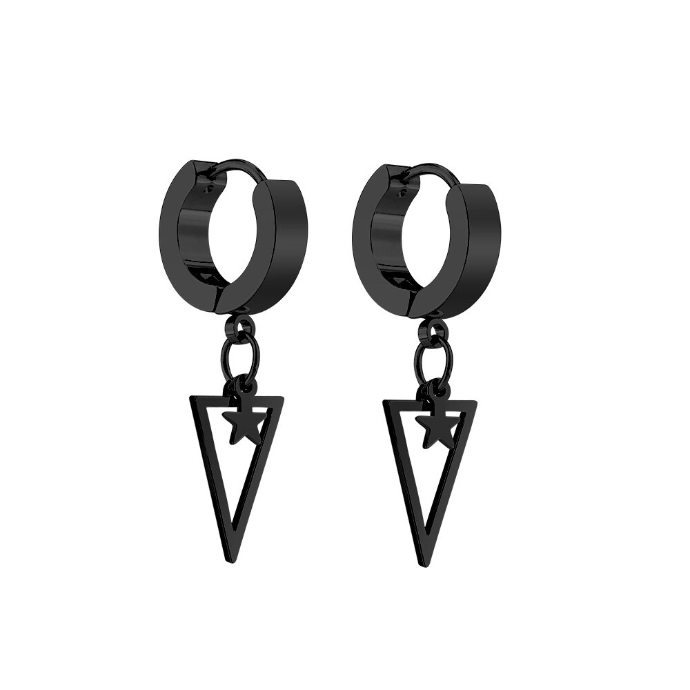 Black Punk Stainless Steel Women Men Hoop Earrings Small Trendy Round Cross Pendants Jewelry Accessories Earrings: Style 47