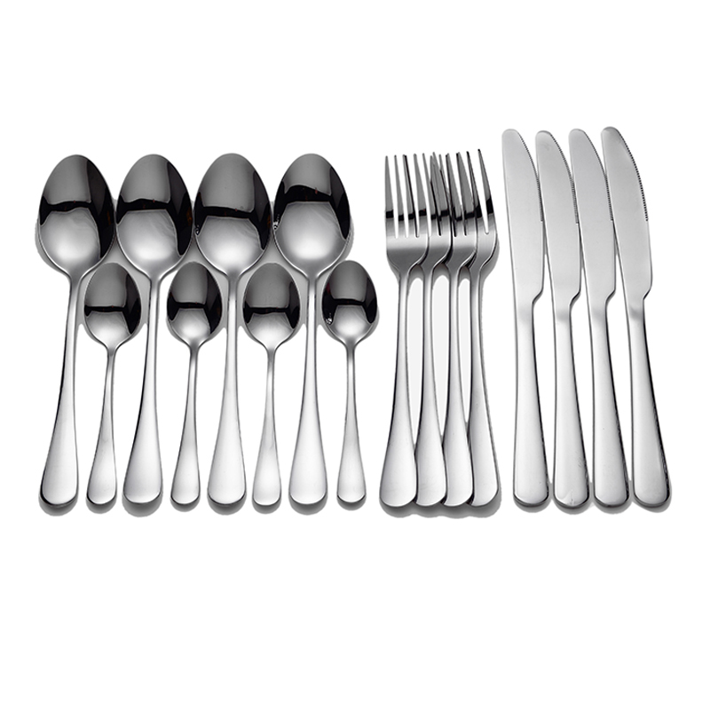 Zwart Servies Rvs Bestek Set Vorken Messen Lepels Keuken Diner Set Vork Lepel Mes Goud Servies Set 16 Pcs: silver 4 sets