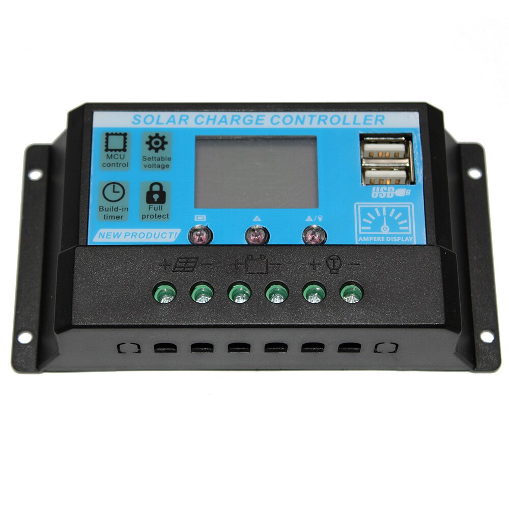 Solpanel controller 10a 20a 30a dobbelt usb port solar lade regulator 12v 24v til hjemmet solpanel sæt
