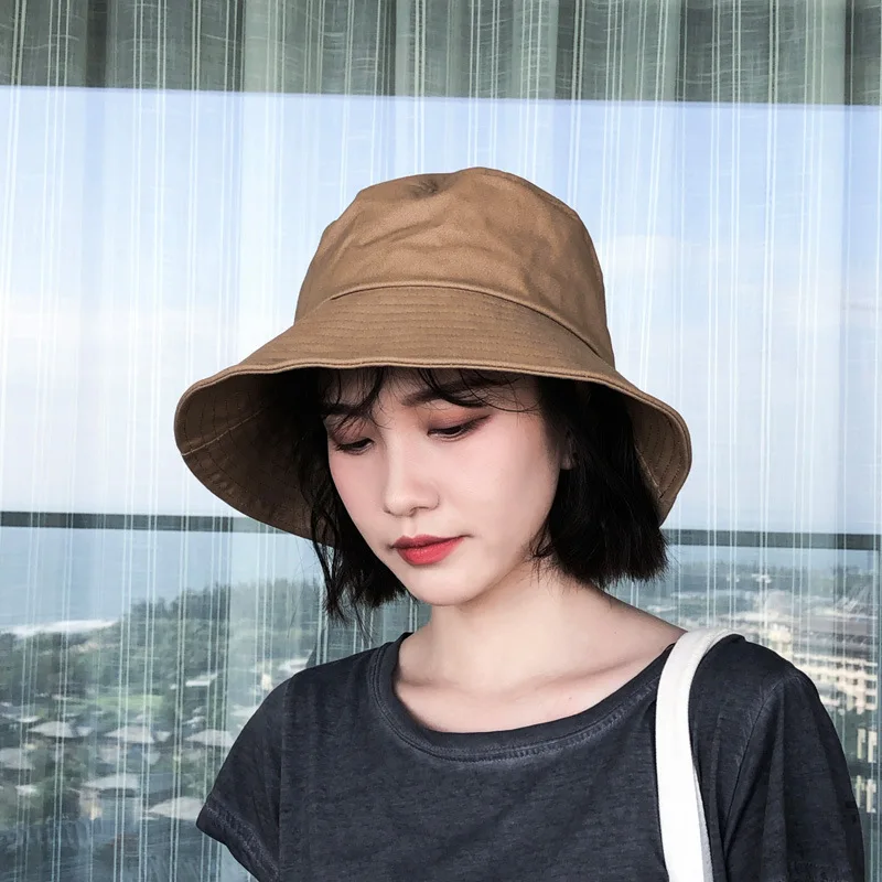 Sombrero de cubo de verano para mujer, ala ancha grande, algodón suave para exteriores, sombreros para el sol de Color sólido, gorra panamá plegable portátil para mujer/hombre