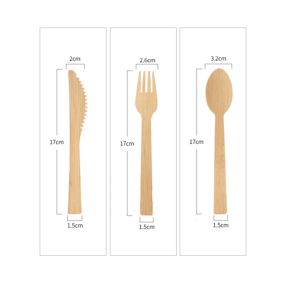 Giemza 10/20/50Pcs Wegwerp Thee Lepel Bamboe Bestek Toeristische Mes Set |-F-| saw Servies Sets Dessert Houten Vork