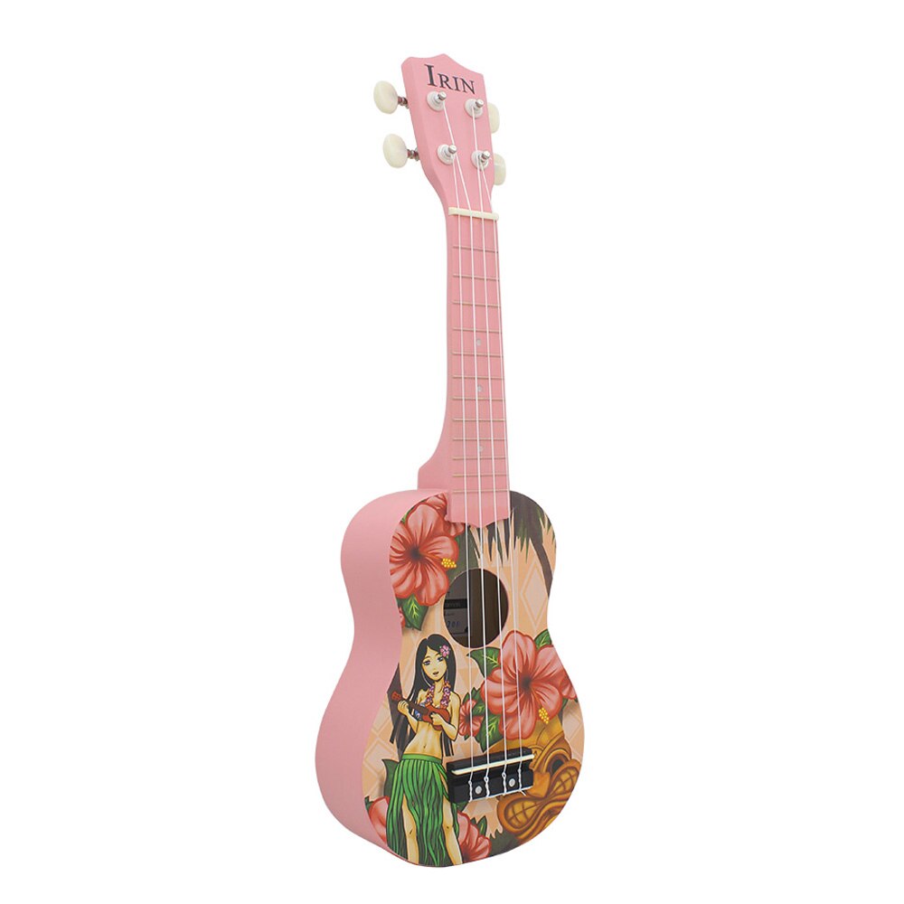 21 inch akoestische sopraan ukelele ukelele uke lindehout materiaal met prachtige hawaiiaanse stijl patronen roze