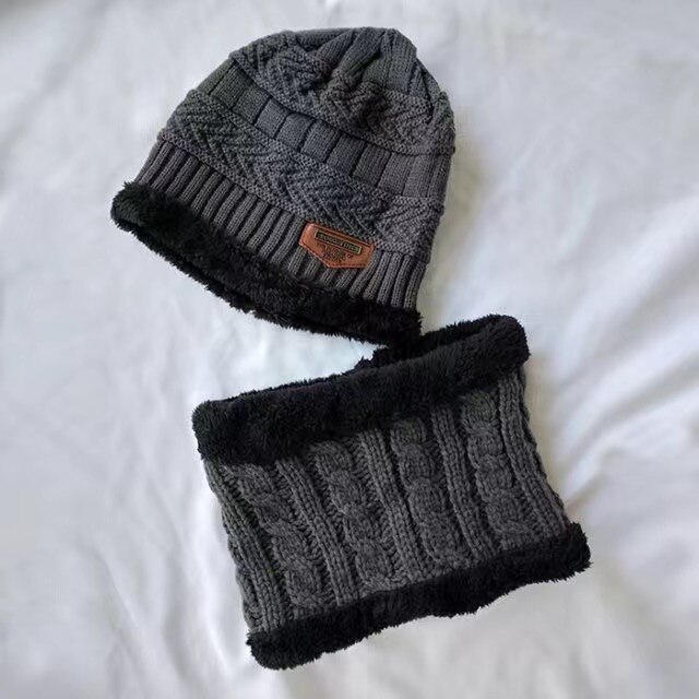 Conjunto de gorro de invierno para niños y niñas, bufandas, gorras gruesas y collares, gorros de bebé bonitos de 1 a 10 años, otoño: Gris