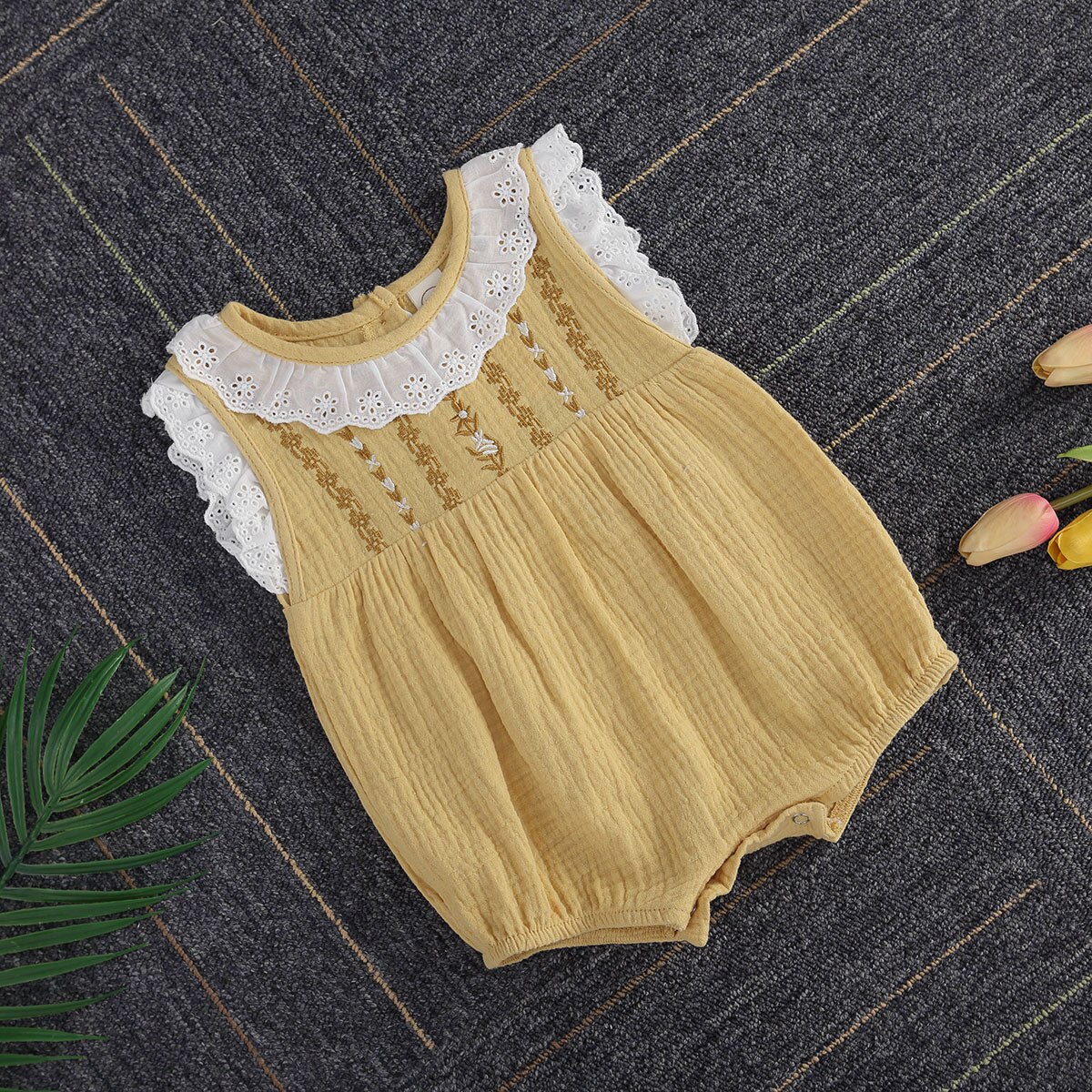 Baby Girls Romper Sleeveless Lace Embroidery Patte... – Vicedeal