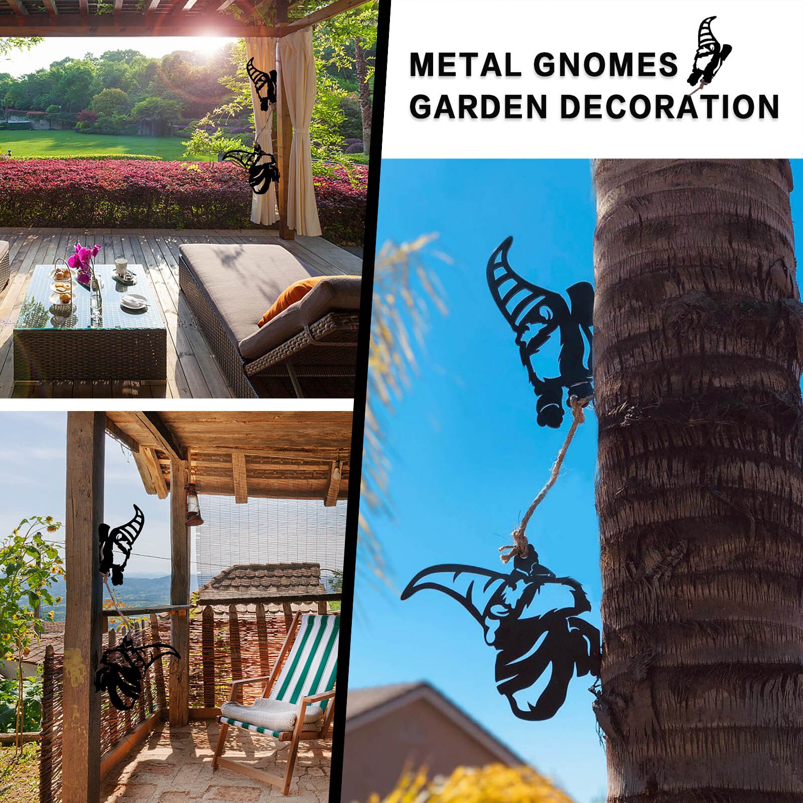 De acero rama gnomos decoración de Metal árboles artísticos de gnomos de jardín de acero de plata, decoración para el hogar, accesorios, decoración artesanía