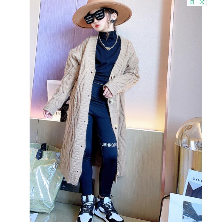 Herfst Losse Lange Mouwen Trui Kinderen Mode Lange Bovenkleding Outfit Meisje Gebreid Vest Kids Trui 4-14Y WZ460